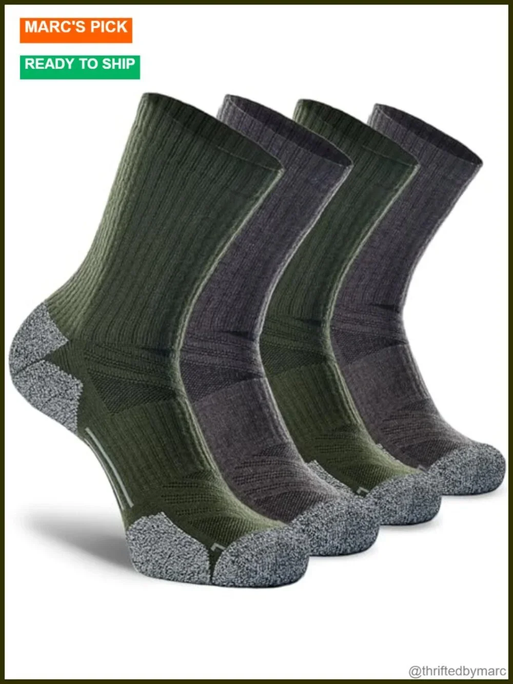 Crew Hiking Socks, Cushion, Moisture Wicking, Arch Compression Boot Socks